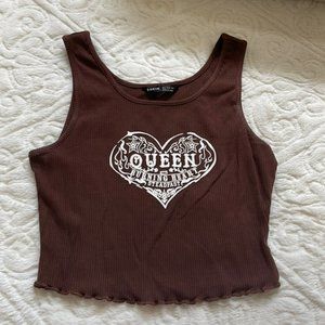 SHEIN Brown Queen Crop Top